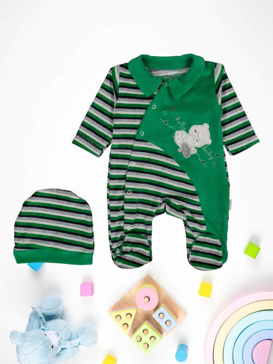 Annora Baby Set Babystrampler Langärmliges Samt Green 2Stück