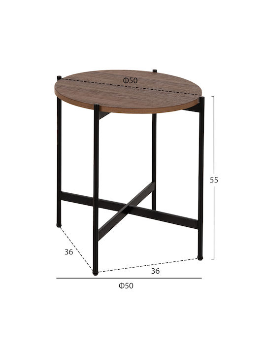 Round Side Table Wooden Walnut L36xW36xH55cm.