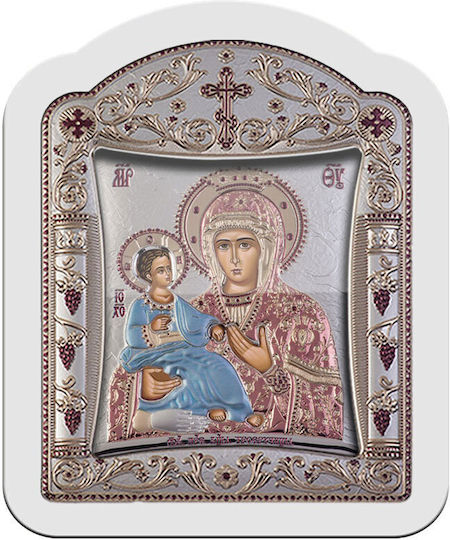 Slevori Heiligenikone Maria Tricherousa Metall 14,3x18,2cm