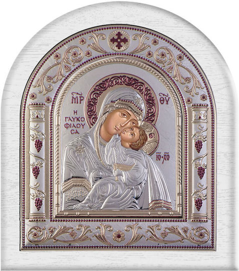 Slevori Heiligenikone Unsere Liebe Frau die Süße der Liebe Silber 12x13,7cm