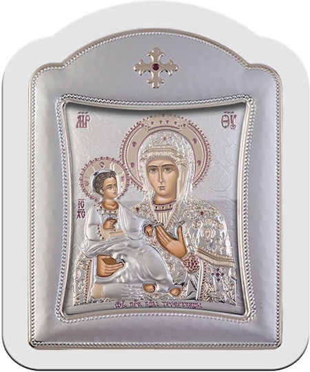 Slevori Heiligenikone Panagia Tricherousa Metall 14,3x18,2cm
