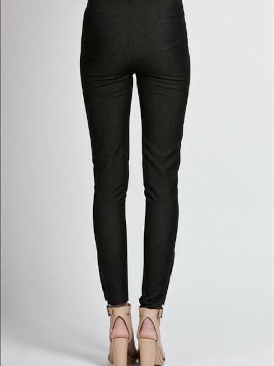 Damen Hoch tailliert Stoff Hose in Schlanker Passform Black