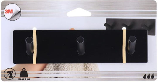 Triple Wall-Mounted Bathroom Hook 18x2.5cm Black Triple Wall-Mounted Bathroom Hook 18x2.5cm Black