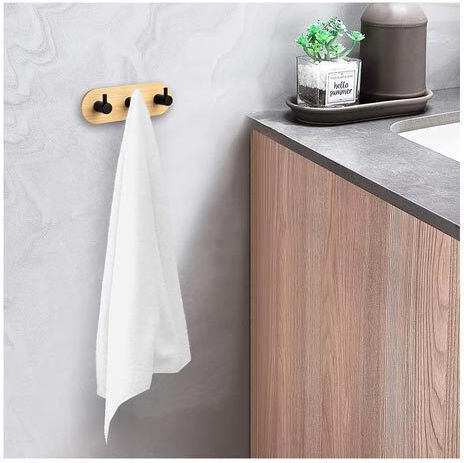 Triple Wall-Mounted Bathroom Hook ​13.5x3.5cm Black