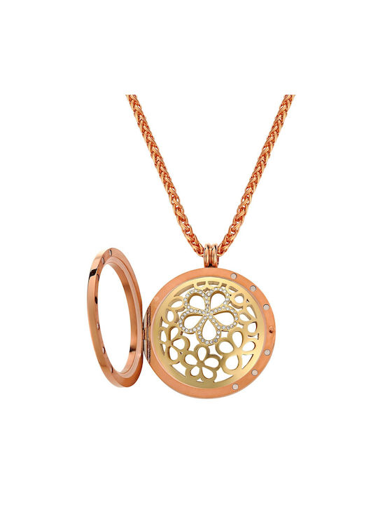 Lockits Necklace Talisman from Pink Gold Plated Steel