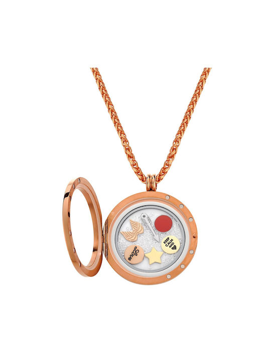 Lockits Necklace Talisman from Pink Gold Plated Steel