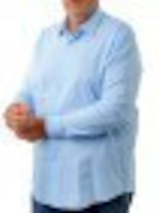 Cu mânecă lungă Bumbac Cămașă Carou Albastru deschis