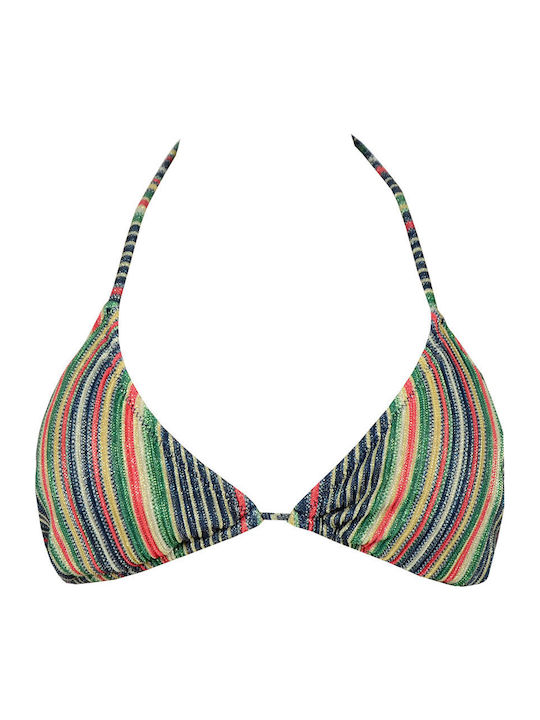 Rock Club Triangle Bikini Top BP-2182 Coral Blue Striped BP2182.blue