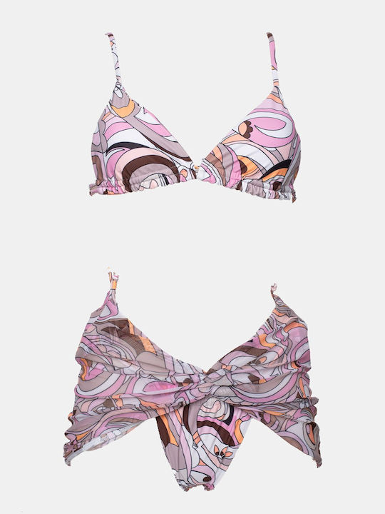 Set Bikini 3 Τεμαχίων Τριγωνάκι Ροζ