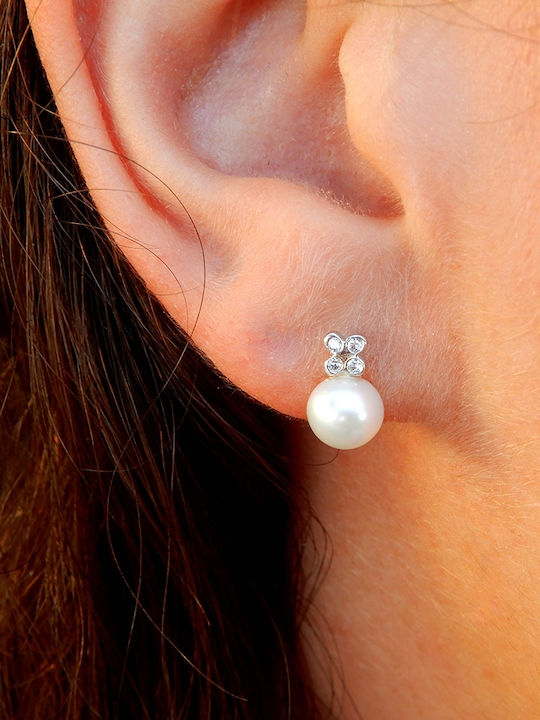 Art Ohrringe aus White Gold mit Steinen & Perlen