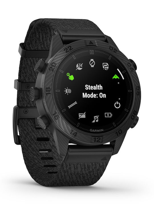 Garmin MARQ Commander (Gen 2) Carbon Edition Αδιάβροχο Smartwatch με Παλμογράφο (Black Jacquard Nylon Strap)