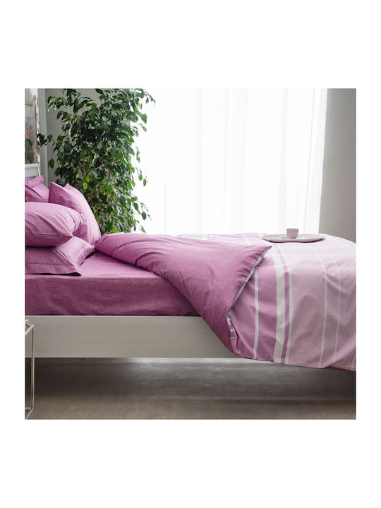 Charalambidis Textiles Πάπλωμα Υπέρδιπλο 220x240εκ. Lines Ροζ 350 GSM