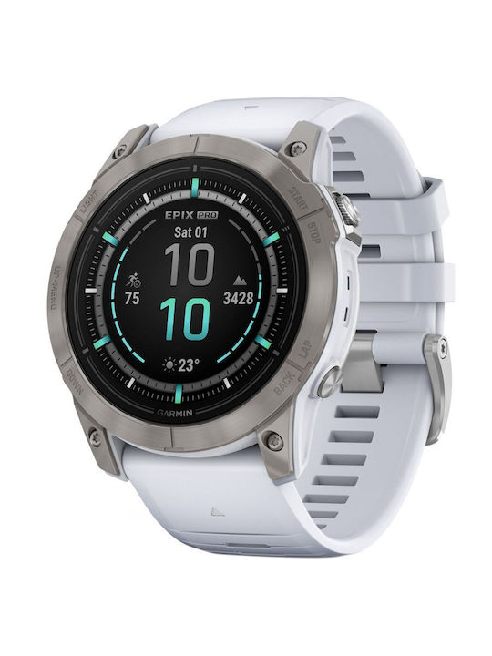 Garmin Epix Pro (Gen 2) Sapphire Edition Titanium 51mm Αδιάβροχο Smartwatch με Παλμογράφο (Titanium with Whitestone)