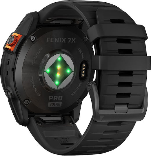 Garmin Fenix 7X Pro Sapphire Solar Edition Titan 51mm Wasserdicht Smartwatch mit Pulsmesser (Carbon Grey DLC Titanium with Black Band)