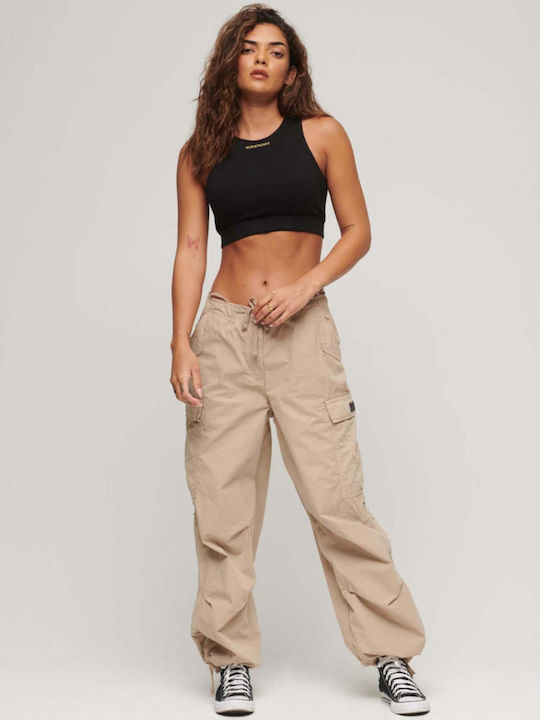 Superdry D1 Sdcd Code Γυναικείο Αθλητικό Crop Top Αμάνικο Μαύρο