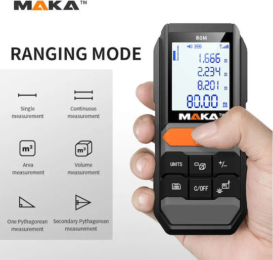 Maka Technology Μέτρο Laser MK201 με Εύρος Μέτρησης 0.03m-80m