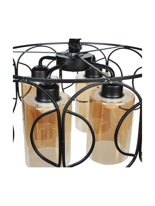 Globobox Pendant Light Black for 4 Bulbs E27 40x22cm