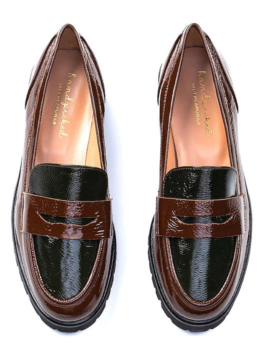 Patent Leather Women's Moccasins in Brown Color