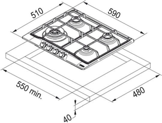 Franke Country FCH 604 Εστία Υγραερίου Αυτόνομη 59x51εκ.