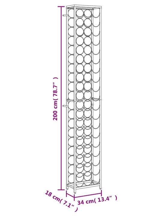 vidaXL Επιδαπέδια Κάβα Ποτών Μαύρη 34x18x200εκ.