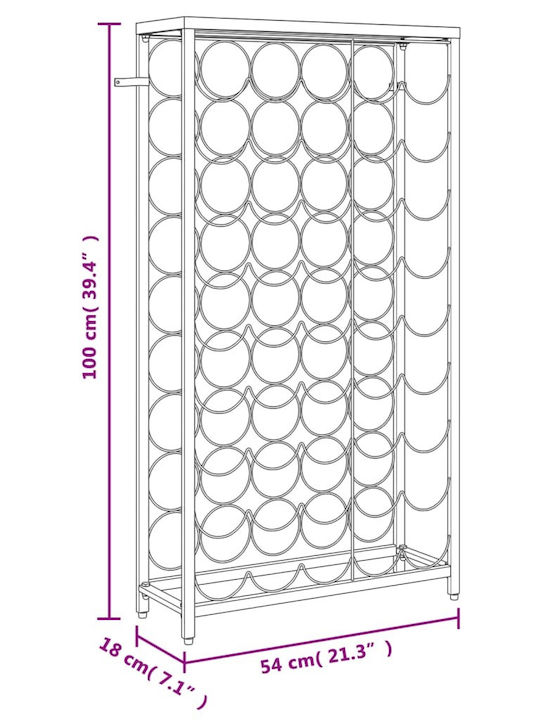 vidaXL Freistehend Weinkeller für 45 Flaschen Schwarz 54x18x100εκ.