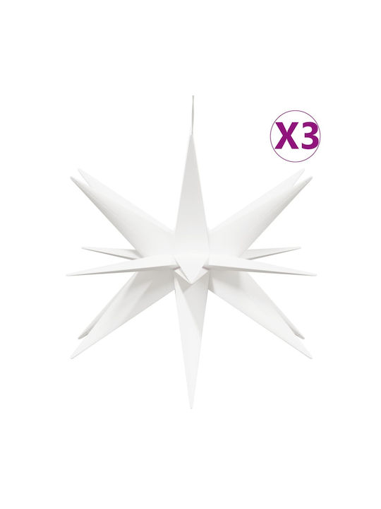 vidaXL Plastic Illuminated Christmas Decorative Hanging Star 3pcs White