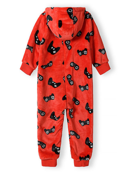 Minoti Kids Onesie Pyjamas Winter Velvet red