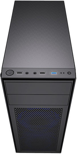 Gembird Fornax M100B Gaming Midi Tower Κουτί Υπολογιστή με Πλαϊνό Παράθυρο Μαύρο