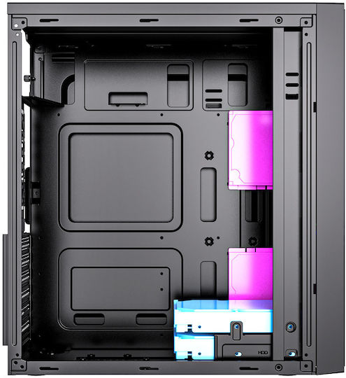 Gembird Fornax M100B Gaming Midi Tower Κουτί Υπολογιστή με Πλαϊνό Παράθυρο Μαύρο