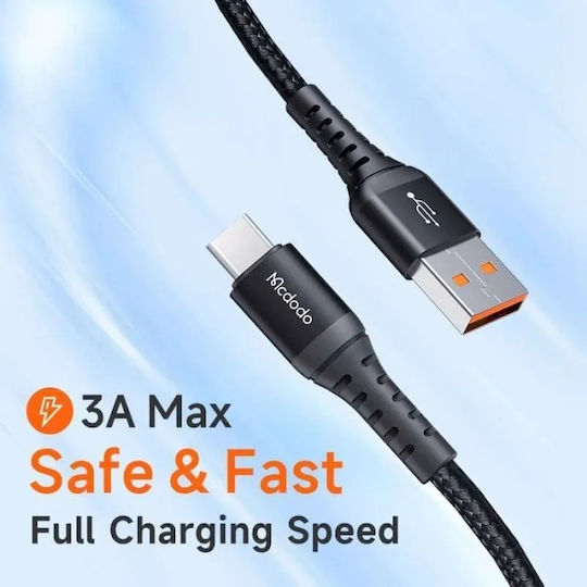 Mcdodo Braided USB 2.0 Cable USB-C male - USB-A 27W Μαύρο 3m CA-2273