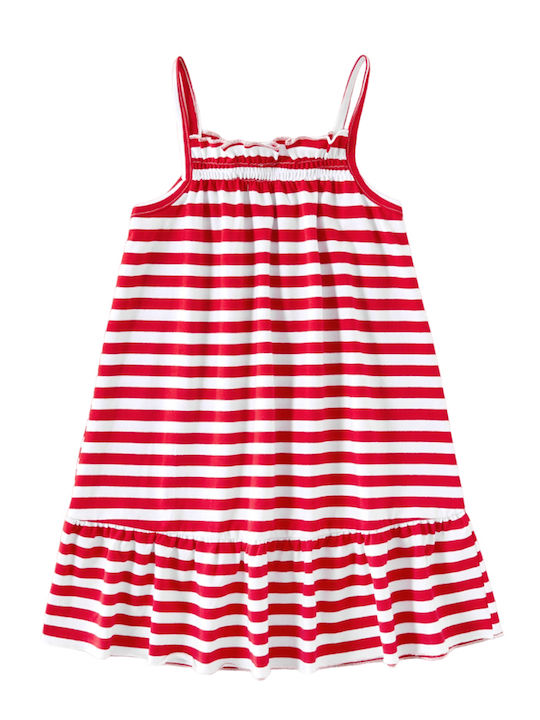 Poulain Mädchen Kleid Gestreift White/Red