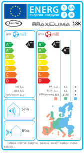 Juro-Pro Maxclima Klimaanlage Inverter 18000 BTU Energieklasse A+++ / A++ mit WiFi Weiß