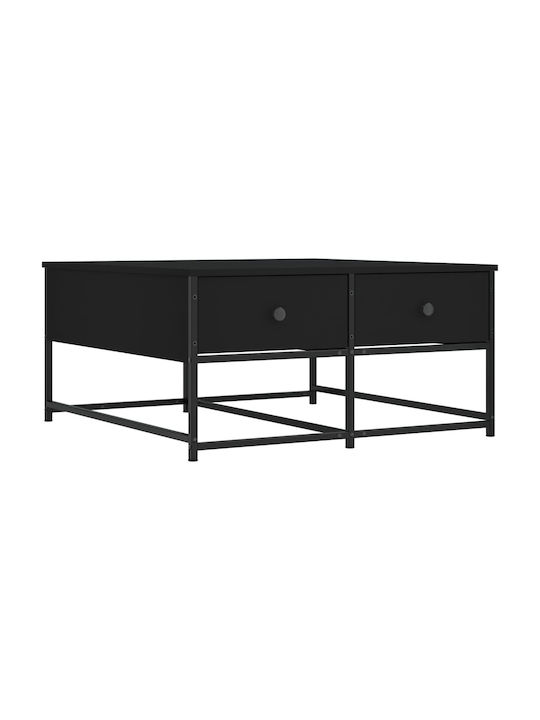 Rectangular Coffee Table Wooden Black Velvet-Black Metal L80xW80xH40cm.