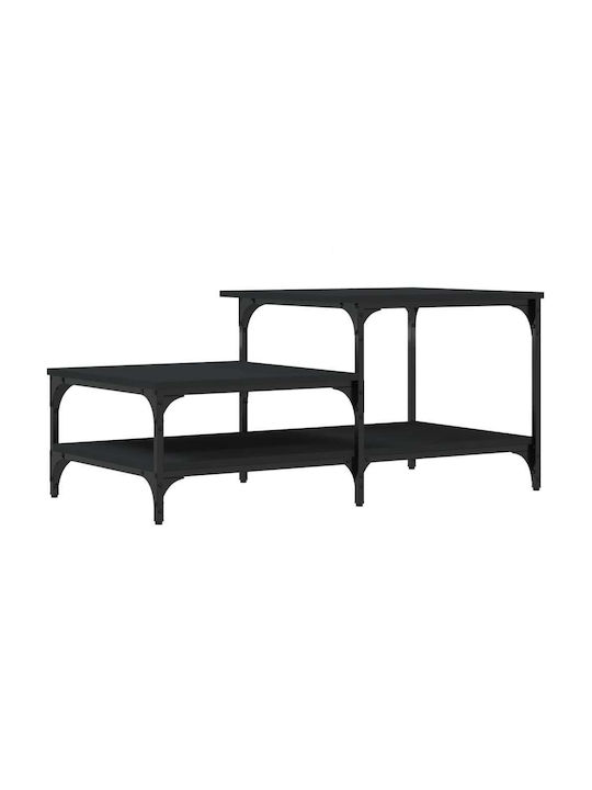 Rectangular Coffee Table Wooden Black Velvet-Black Metal L100xW50.5xH45cm.