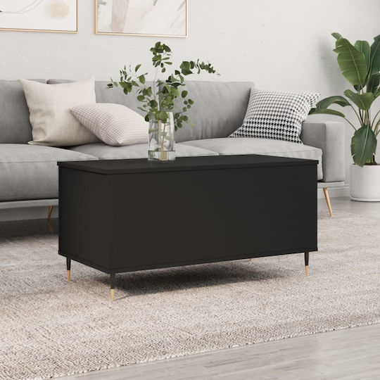 Rectangular Central Wooden Coffee Table with Lifting Mechanism Black M90xW44.5xH45cm