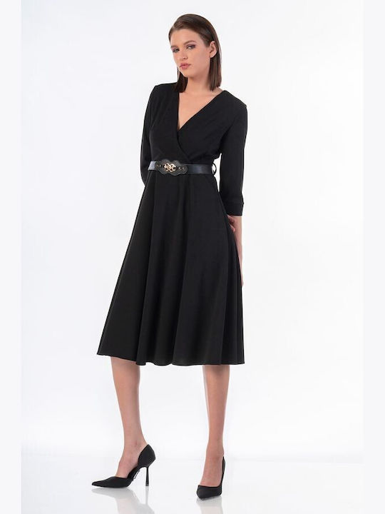 Bellino Midi Kleid Wickel Black