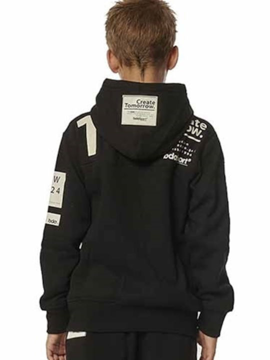 Body Action Kinder-Strickjacke mit Kapuze Schwarz