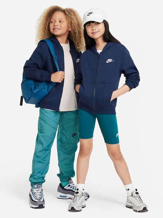 Fleece Kids Sweatshirt Cardigan With Hood And Pockets Navy Blue Nsw Club Flc