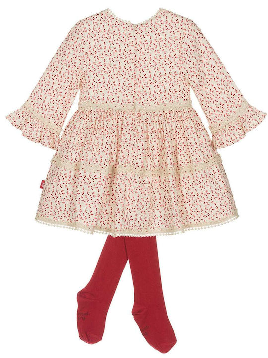 Tutto Piccolo Mädchen Kleid Set mit Strumpfhose Langärmelig ecru