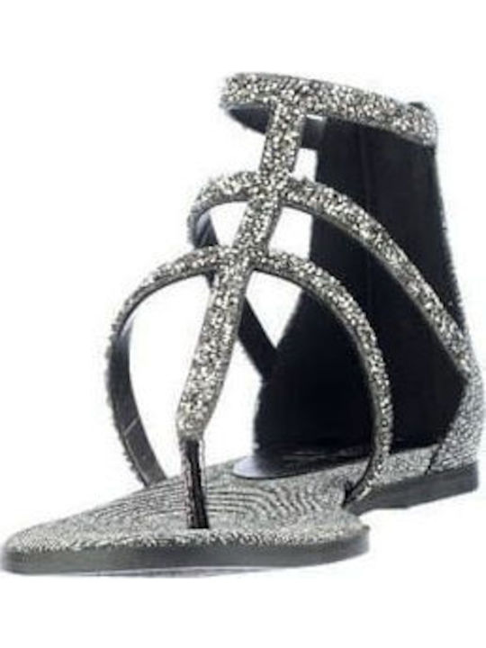 Flache Sandalen für Damen in Gray Farbe