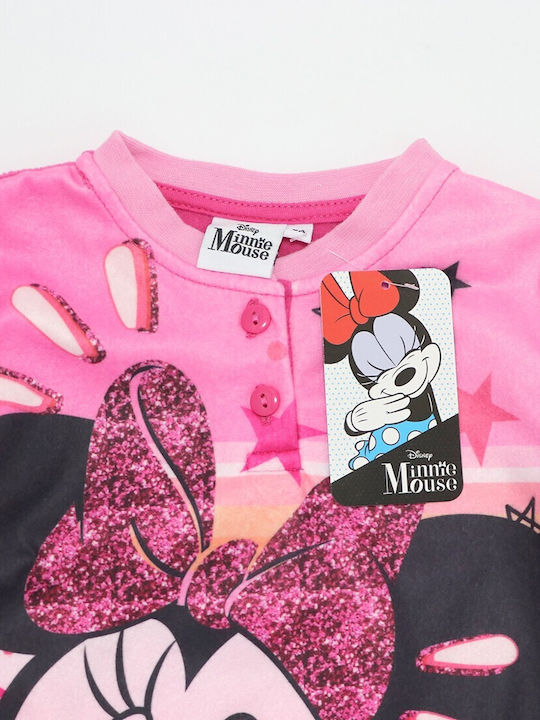 Disney Παιδική Πιτζάμα Χειμωνιάτικη Fleece Φούξια