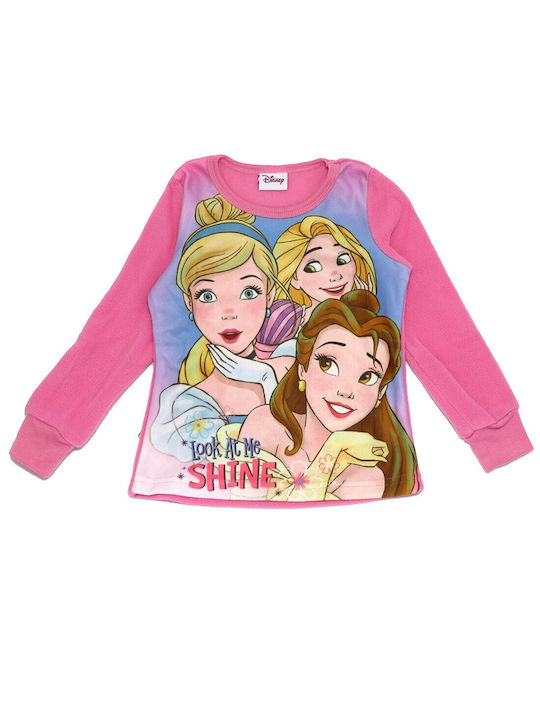 Disney Παιδική Πιτζάμα Χειμωνιάτικη Fleece Ροζ Princess