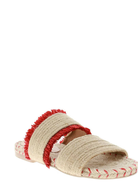 Leather Women's Flat Sandals Beige