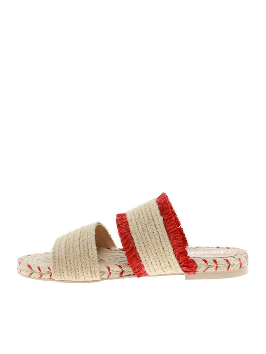 Leather Women's Flat Sandals Beige