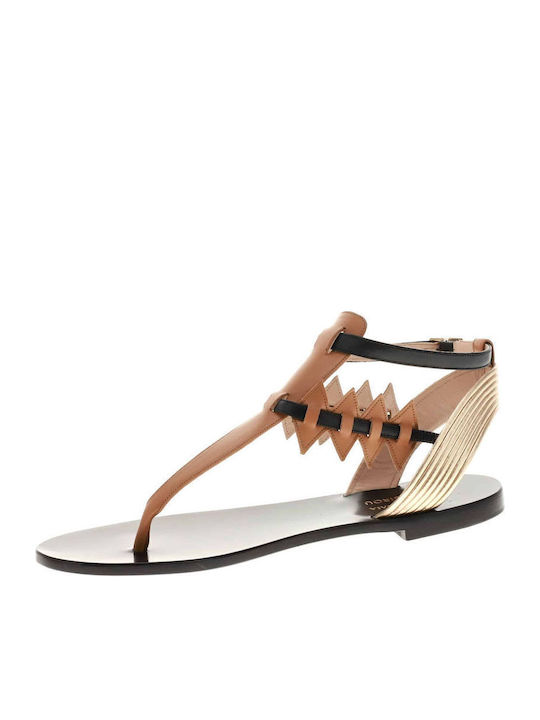 Elvira Di Gaia X Kiss Leder Flache Sandalen für Damen in Beige Farbe