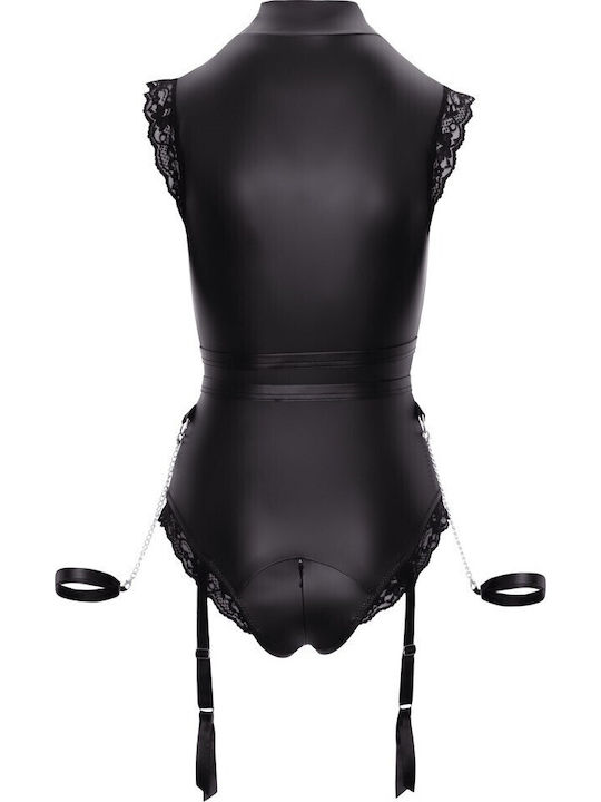 Cottelli Collection Bodysuit Sexy Cu Dantelă Și Jartiere Negru