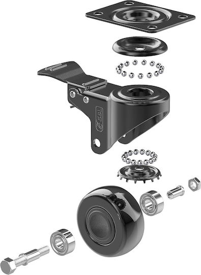 Plastic Furniture Wheel Suitable for Wheeled Black 5x5cm 4buc