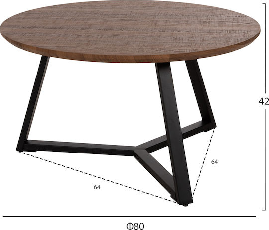 Round Central Coffee Table Rocket Wooden Black W80xL80xH42cm