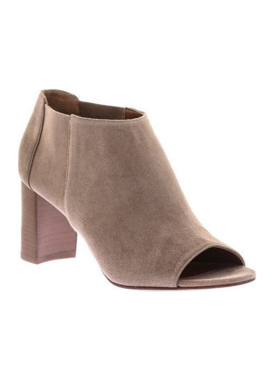 Suede Women's Ankle Boots Beige