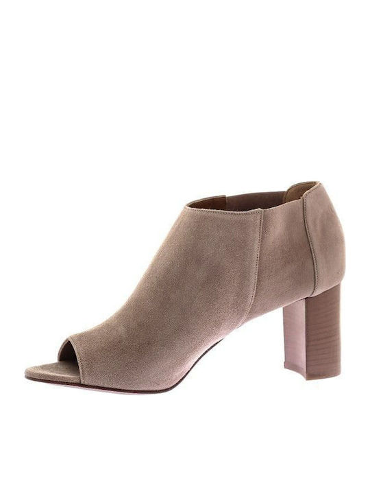 Suede Women's Ankle Boots Beige